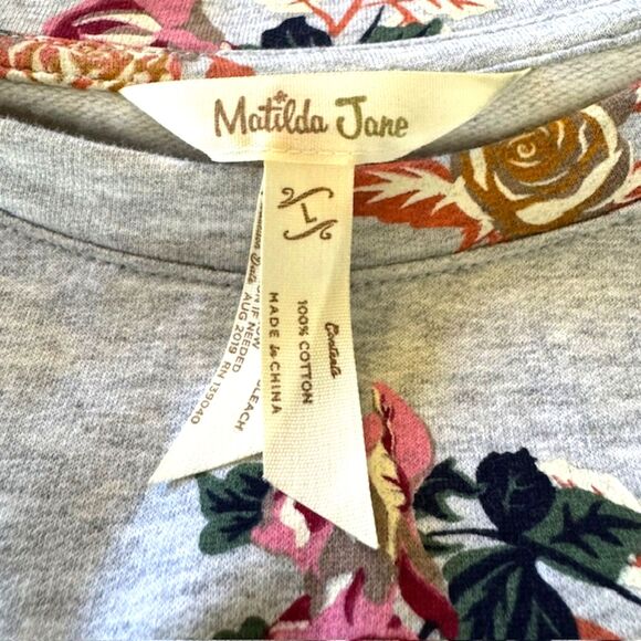 MATILDA JANE GRAY FLORAL FLEECE TUNIC SIZE LARGE NWOT - Picture 13 of 14
